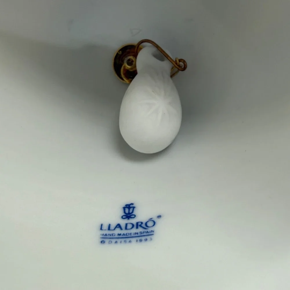 Vintage LLADRO 1994 Porcelain Bell Ornament White Angels Holiday‎ Spain Box